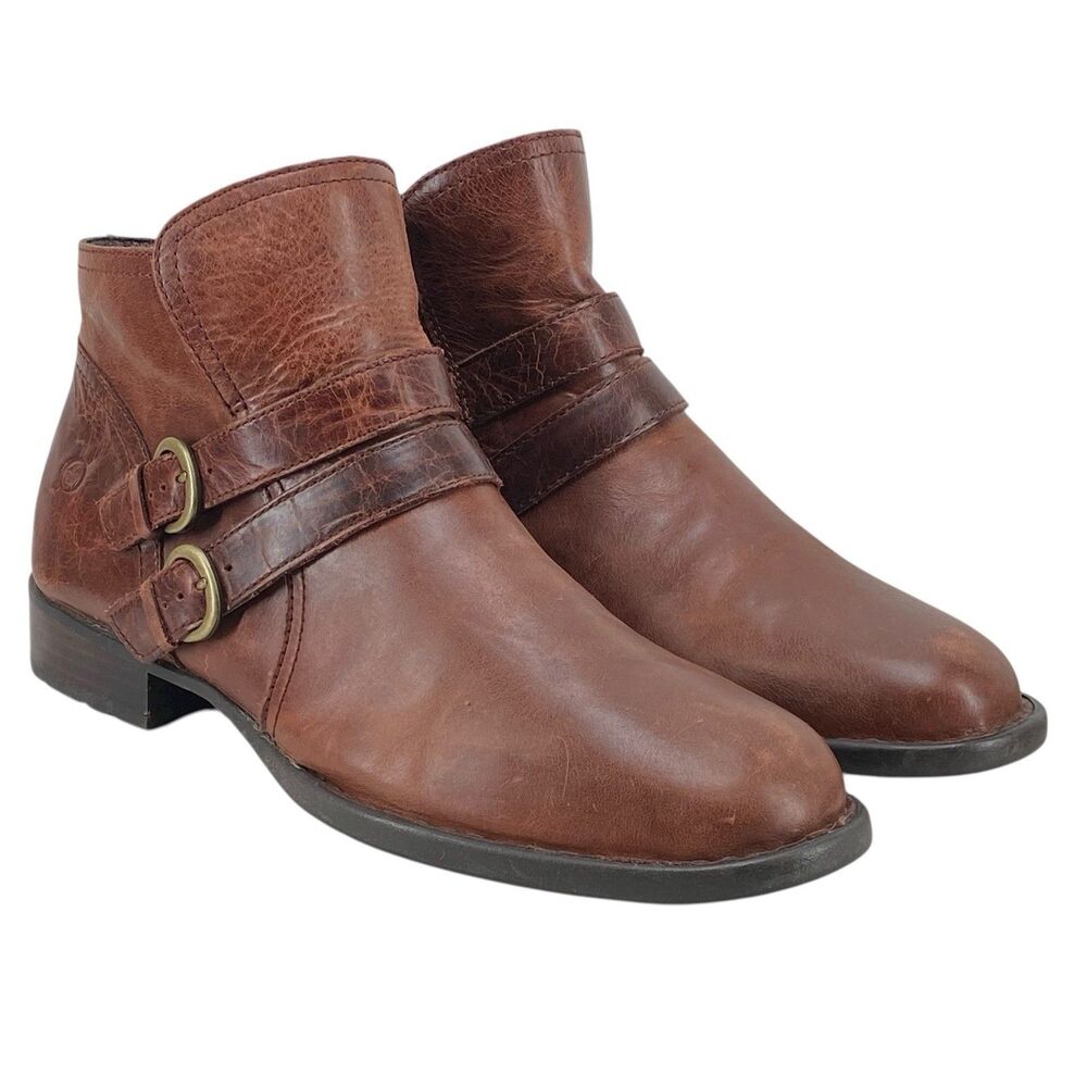 Born Pirlo Women's Size 10 M Ankle Booties Brown Distressed Leather D76116